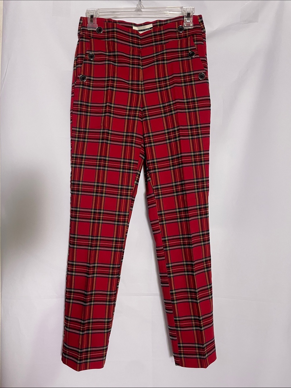 Jules & Leopold Red Plaid Pants with Sailor Button Detail, S/P